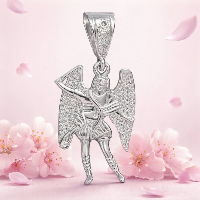 Dije San Miguel Arcangel Vencedor  5cm Plata 925 Mexicana