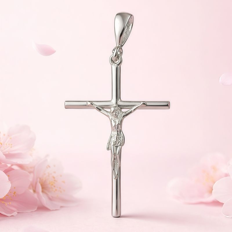 Dije Cruz con Cristo  Mide 4.5cm Plata 925 Mexicana