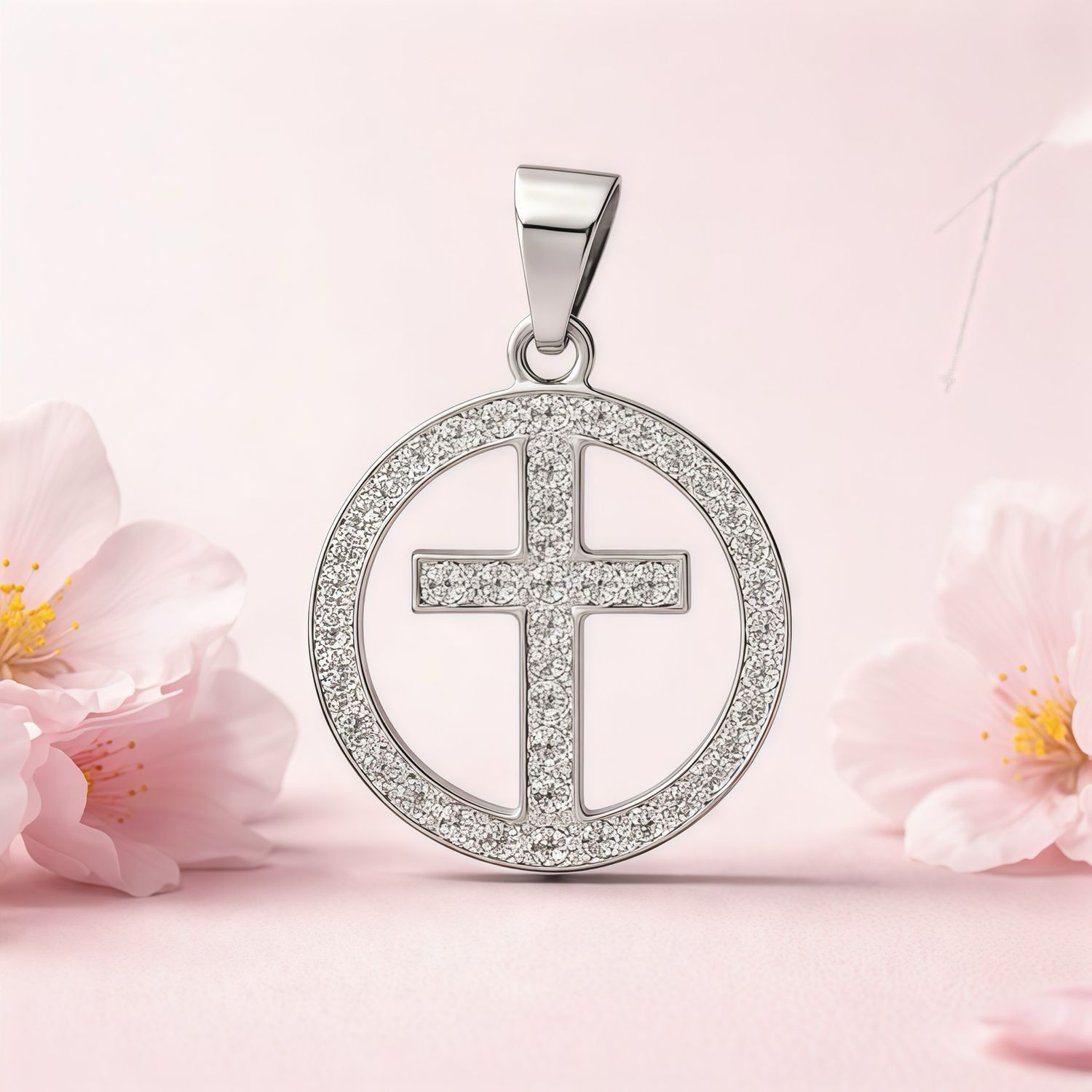 Dije Medalla de Cruz Mide 2.5 CMPlata 925 Mexicana