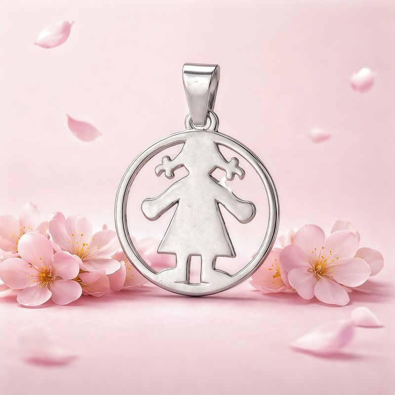 Dije Niña dos Coletas 3CMPlata 925 Mexicana