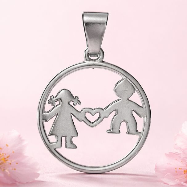 Dije Niño y Nina  3CM Plata 925 Mexicana