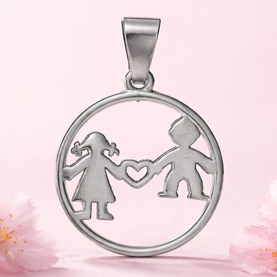 Dije Niño y Nina  3CM Plata 925 Mexicana