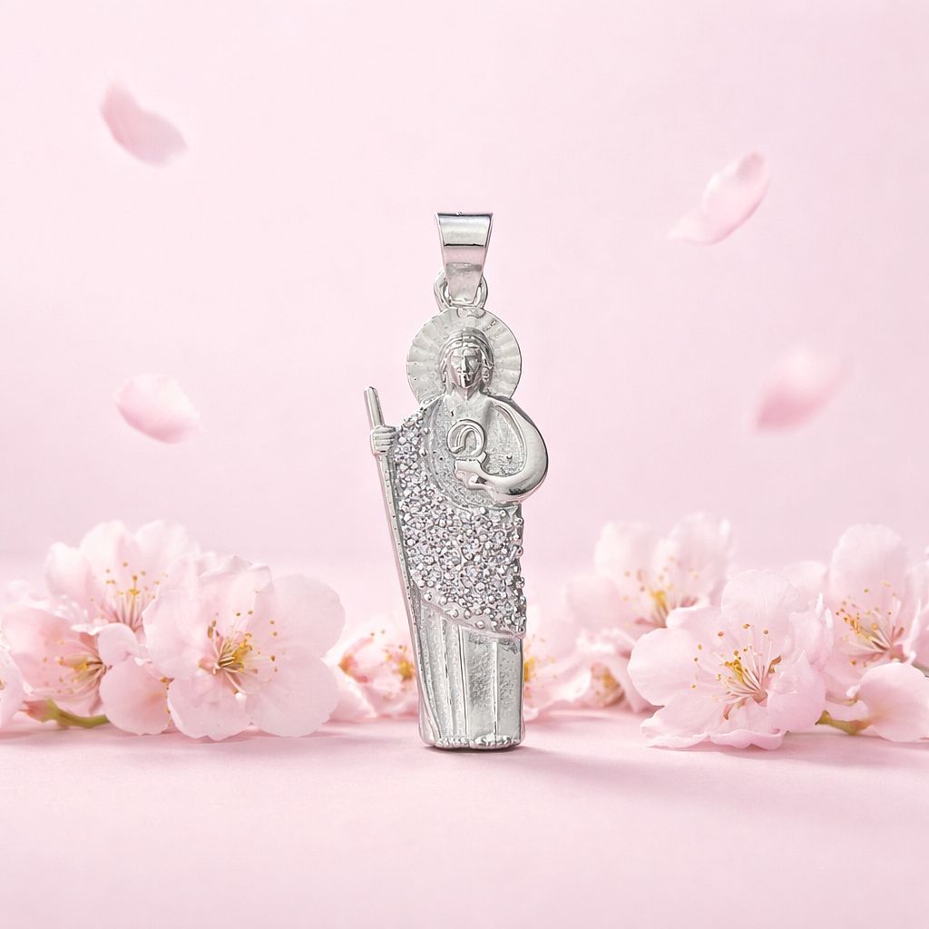 Dije San Judas Micropabe  mide 4.5 CM Plata 925 Mexicana