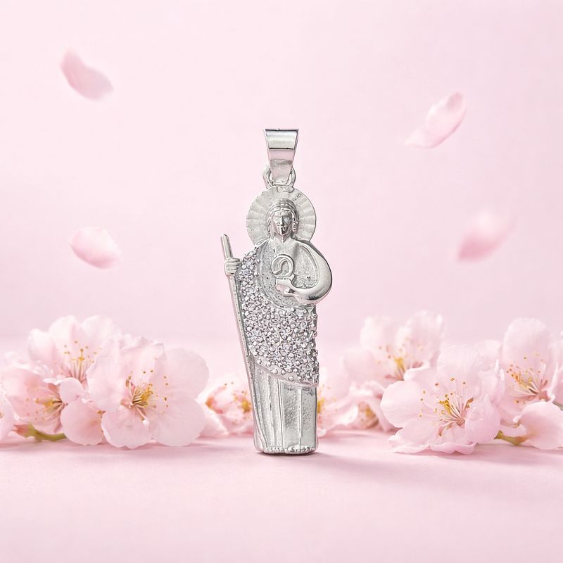 Dije San Judas Micropabe  mide 4.5 CM Plata 925 Mexicana