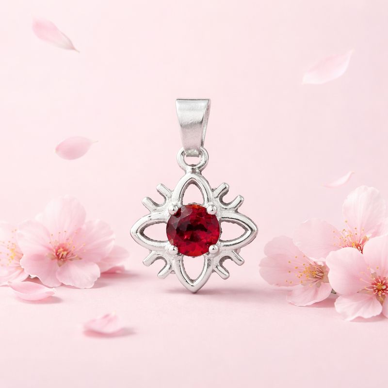 Dije Flor Roja 2.5cm Plata 925 Mexicana