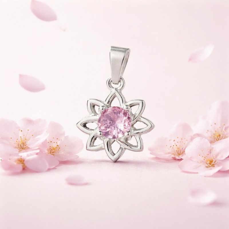 Dije Flor Rosa 2.5cm Plata 925 Mexicana