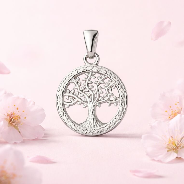 Dije EL Circulo del Arbol de la vida 3cm Plata 925 Mexicana