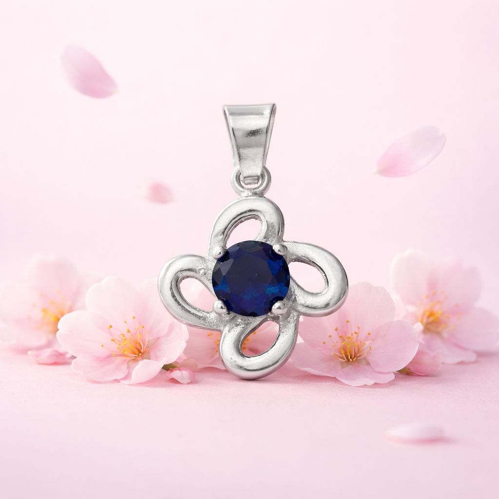Dije Flor Navy  2.5cm Plata 925 Mexicana