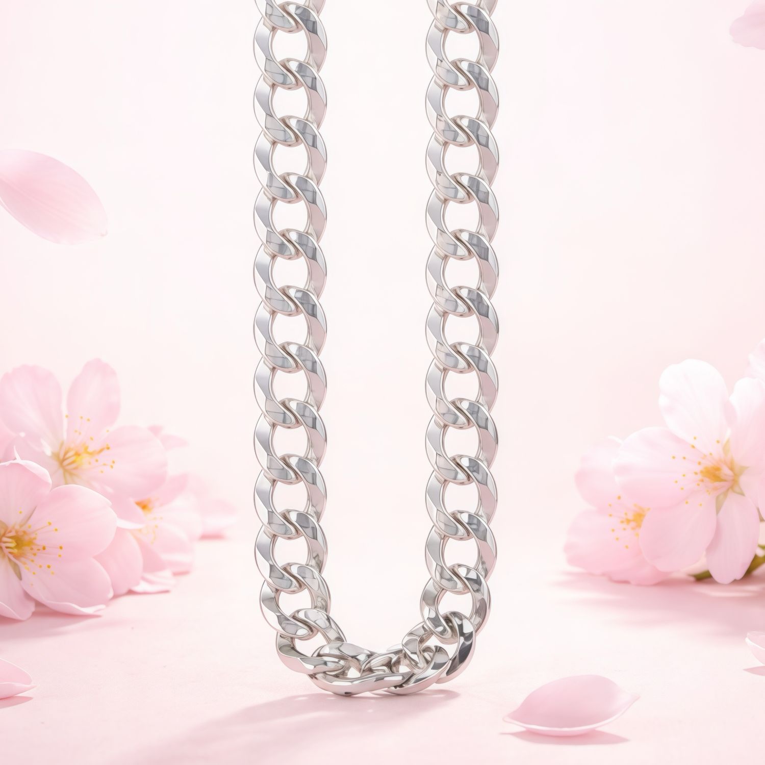 Cadena Cubana Diamantada 6MM de ancho 26" de largo, Plata 925 Italiana