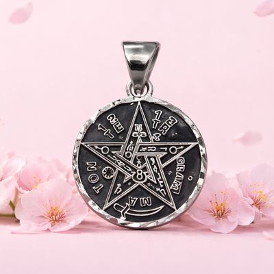 Heart Pendant with Zirconias and Pink Flower in Mexican 925 Silver, measures 2cm, ideal for chains of 3mm or less.