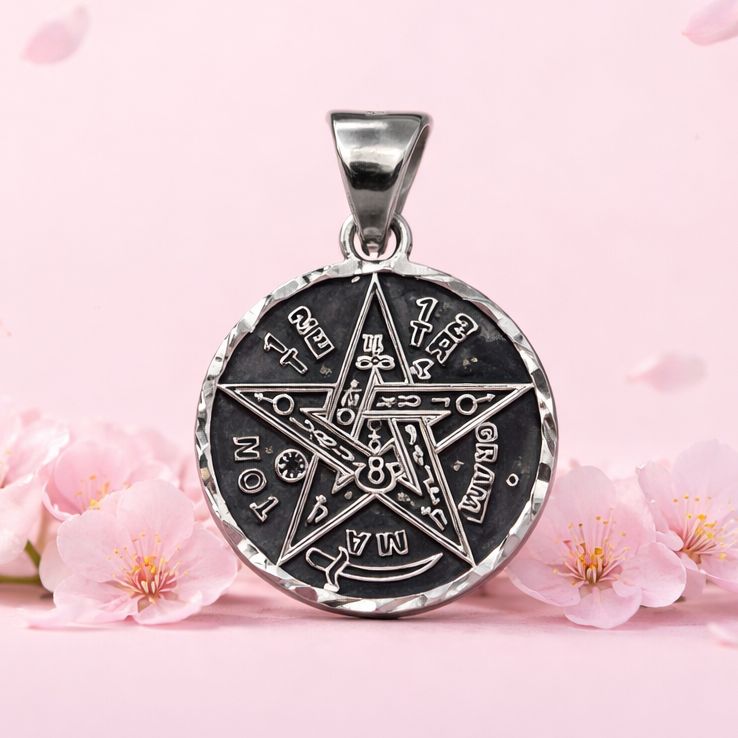 Heart Pendant with Zirconias and Pink Flower in Mexican 925 Silver, measures 2cm, ideal for chains of 3mm or less.