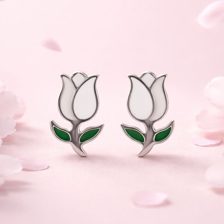 Arete Tulipan esmaltado Artesanal, broche de Mariposa Plata 925 Mexicana