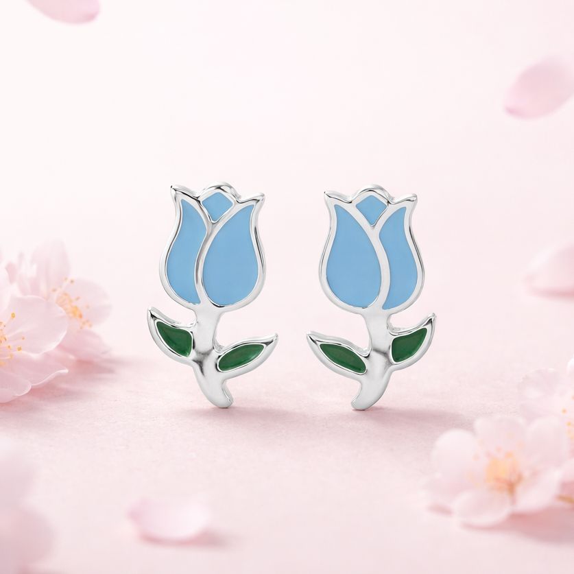 Arete Tulipan esmaltado Artesanal, broche de Mariposa Plata 925 Mexicana