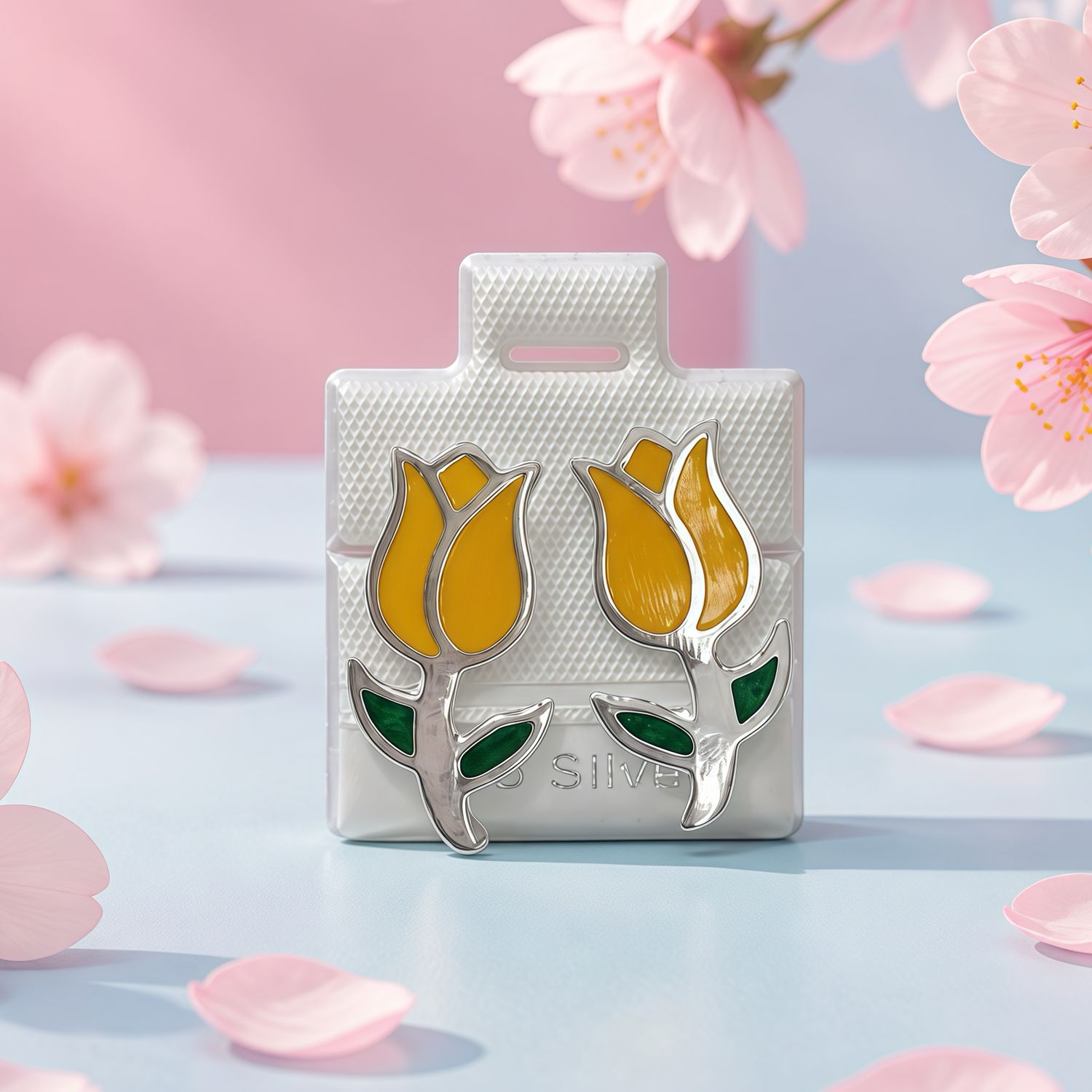 Arete Tulipan esmaltado Artesanal, broche de Mariposa Plata 925 Mexicana