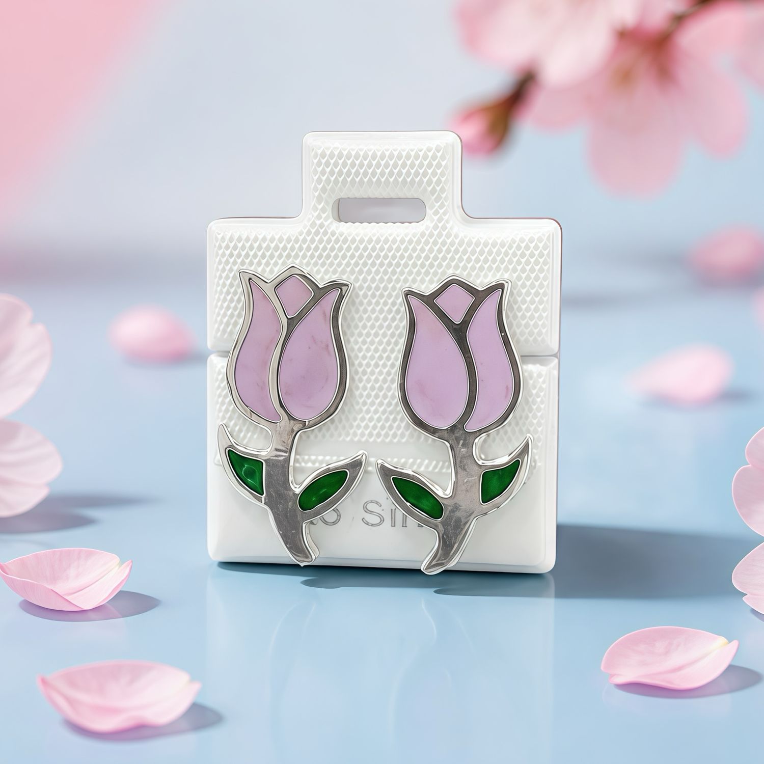 Arete Tulipan esmaltado Artesanal, broche de Mariposa Plata 925 Mexicana