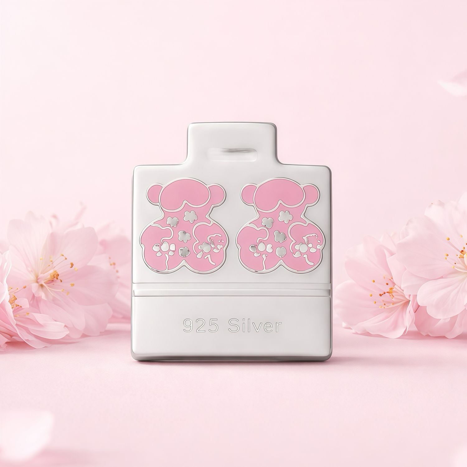 Arete Osito TS Rosa Esmaltado Artesanal mide 1.6cm abroche de mariposa  Plata 925 Mexicana