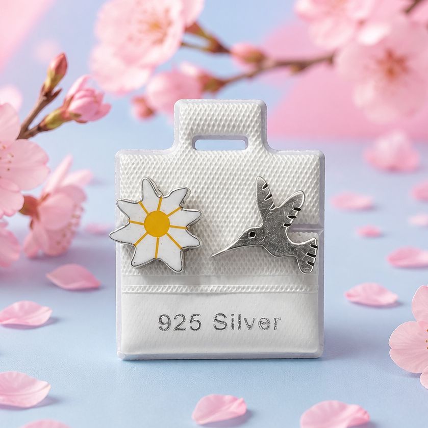 Arete Margarita Y Colibri1 .6cm broche de mariposa  Plata 925 Mexicana