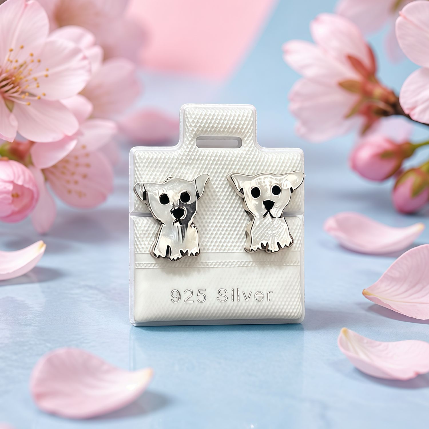 Arete Perrito Benito 1.6cm broche de mariposa  Plata 925 Mexicana