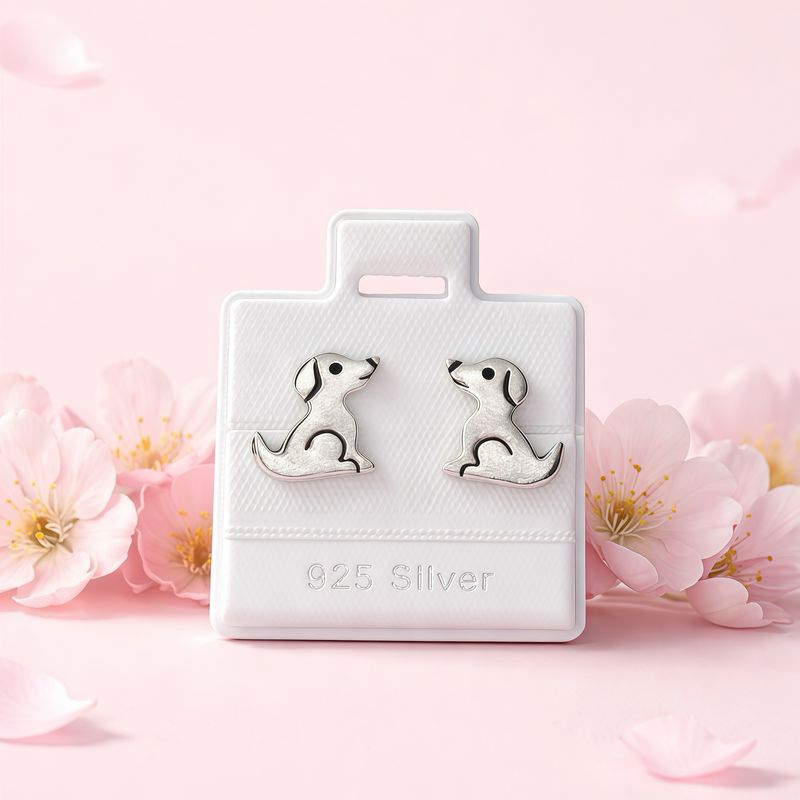 Arete Perrito Beilye 1.6cm broche de mariposa  Plata 925 Mexicana