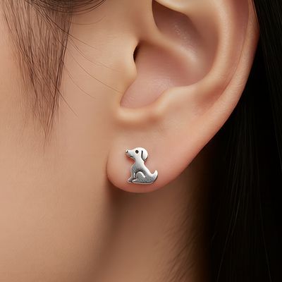 Arete Perrito Beilye 1.6cm broche de mariposa  Plata 925 Mexicana