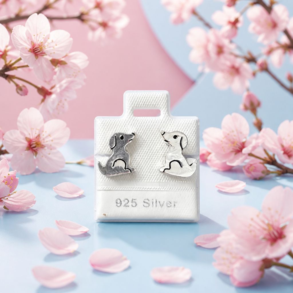 Arete Perrito Beilye 1.6cm broche de mariposa  Plata 925 Mexicana