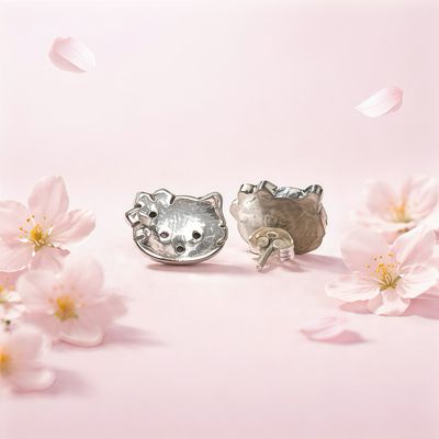 Arete Gatita Bombacho mide 13mm, Plata 925 Mexicana