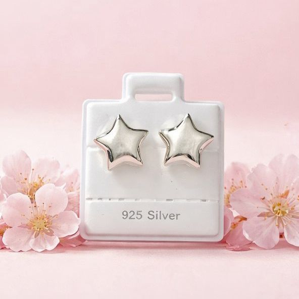 Arete Estrella Bombacho mide 13mm, Plata 925 Mexicana