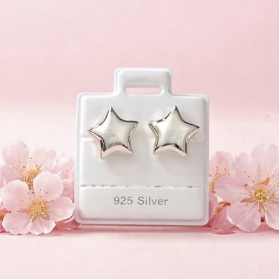 Arete Estrella Bombacho mide 13mm, Plata 925 Mexicana Arete Estrella Bombacho mide 13mm, Plata 925 Mexicana