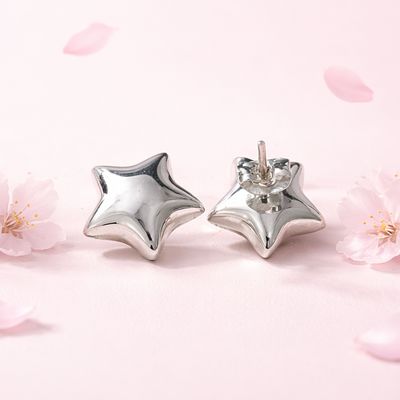 Arete Estrella Bombacho mide 13mm, Plata 925 Mexicana