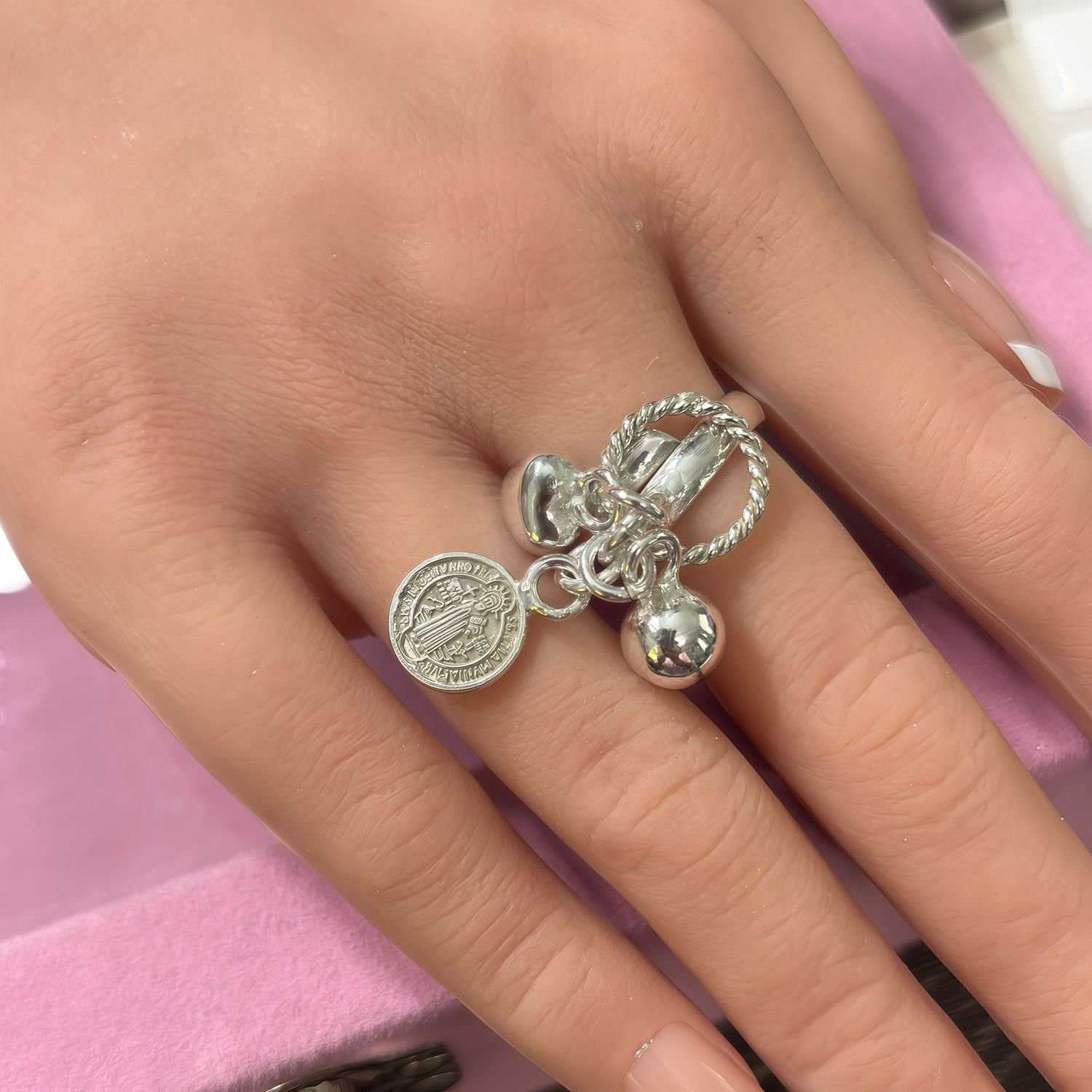 Anillo Movil San Benito Artesanal Ajustable, Plata 925 Mexicana