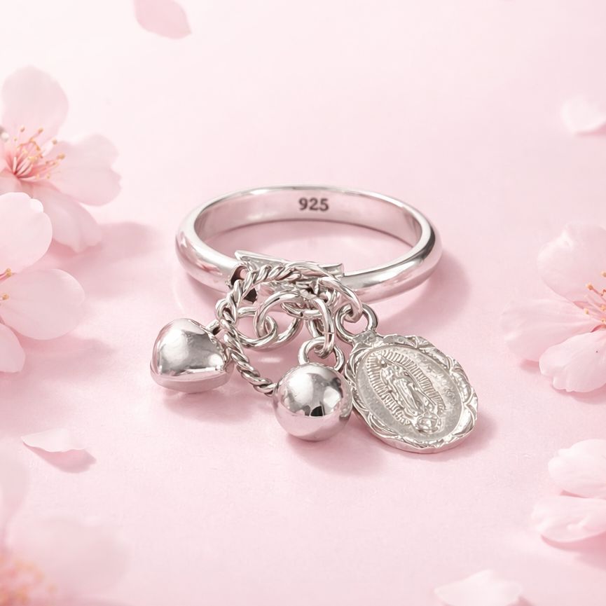 Anillo Movil Virgen de Guadalupe Ajustable, Plata 925 Mexicana