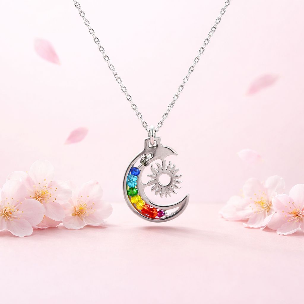 Duo Cadena y Dije Eclipse artesanal 18" de largo Plata 925 Mexicana