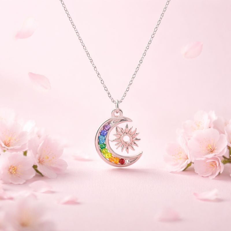 Duo Cadena y Dije Eclipse artesanal 18" de largo Plata 925 Mexicana