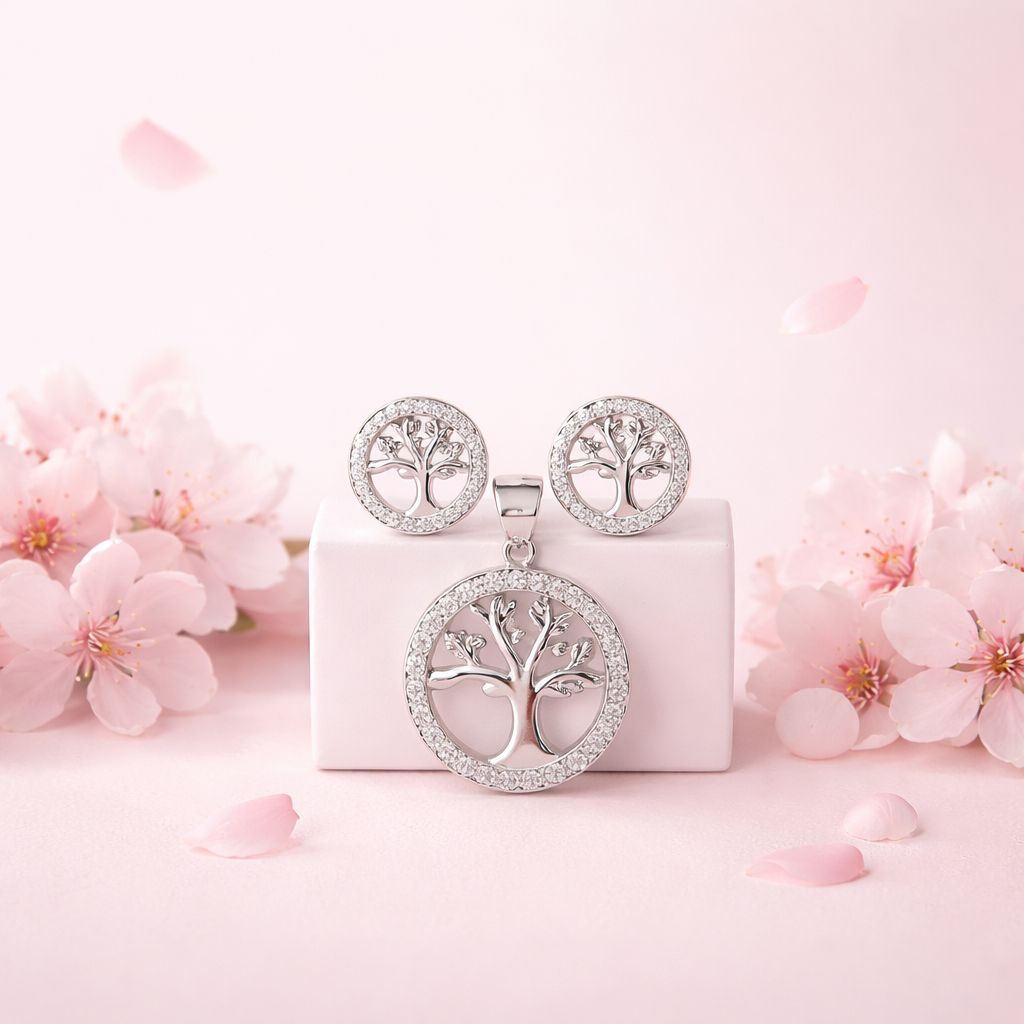 Set Arbol de la Vida Micropabe Premium Plata Italia 925