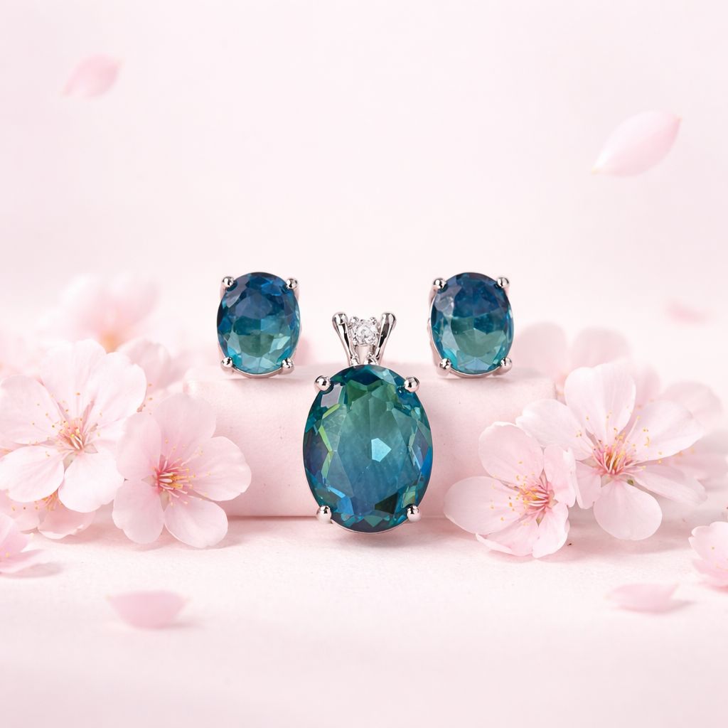 Set tornasol AzuladoPremium Plata Italia 925