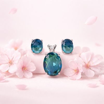 Set tornasol AzuladoPremium Plata Italia 925