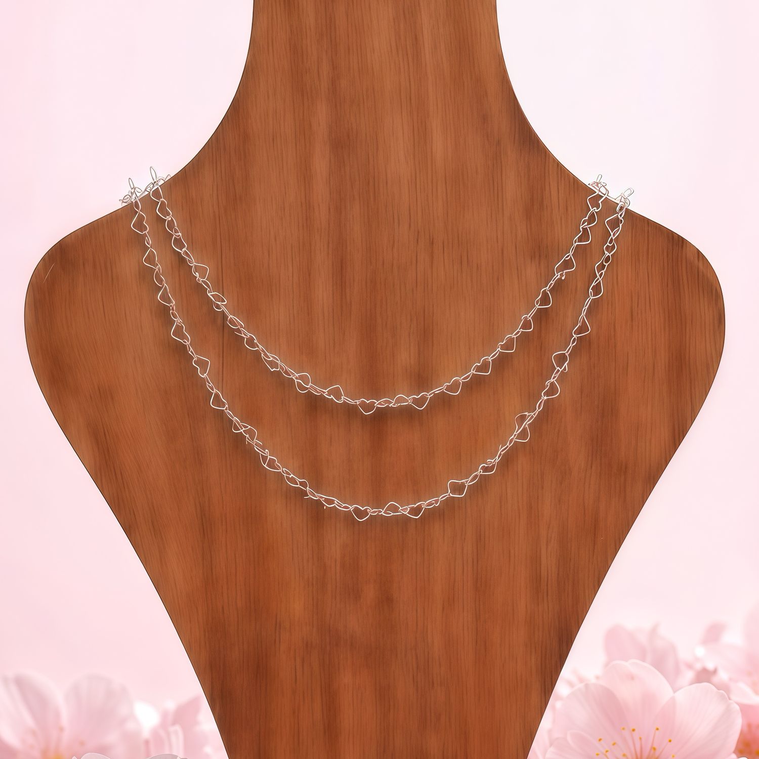 Cadena Corazones PDR 16" Plata 925 Italiana