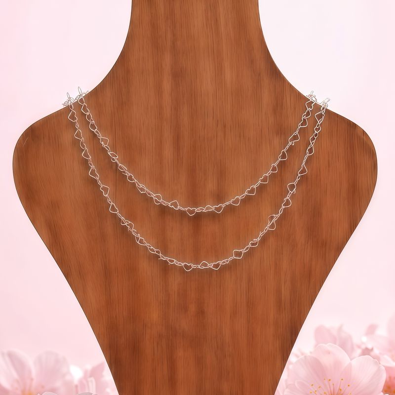 Cadena Corazones PDR 16" Plata 925 Italiana