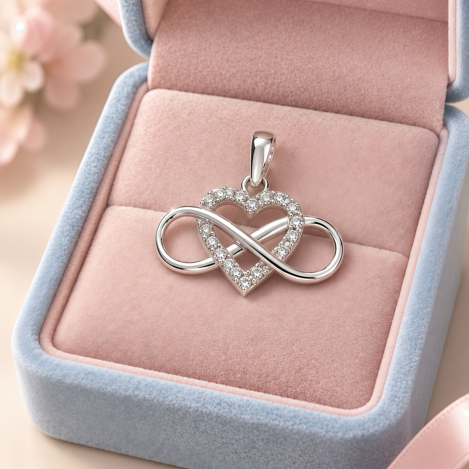 Dije Corazon Infinito Piedreria Blanca mide  3.5cm Plata Mexicana 925