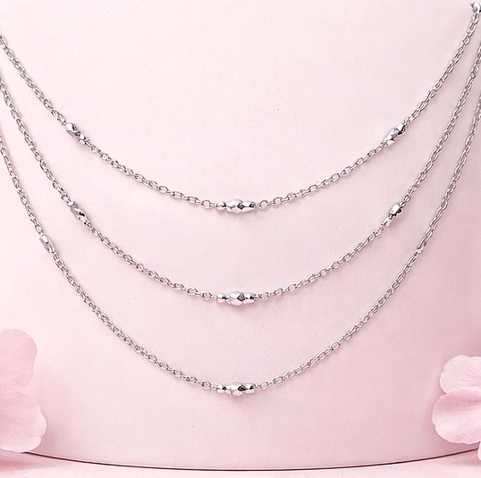 Cadena Tubin Fancy con Rodio mide 24" en Plata 925 Italiana