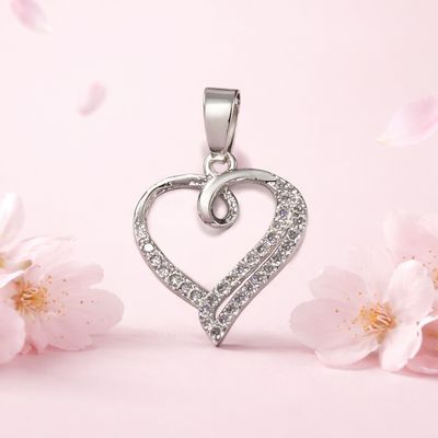 Dije Corazon Piedreria Blanca mide  3.5cm Plata Mexicana 925