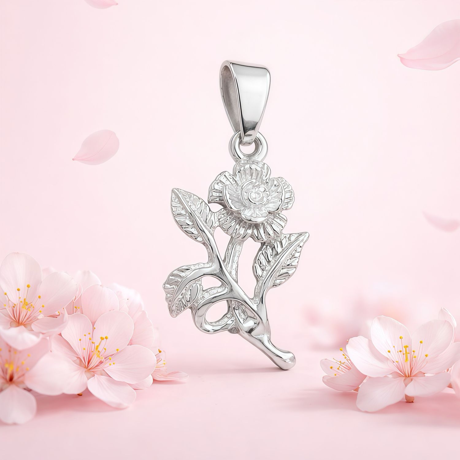 Dije Rosa mide 3cm ideal para cadenas de 3mm o menos Plata 925 Mexicana