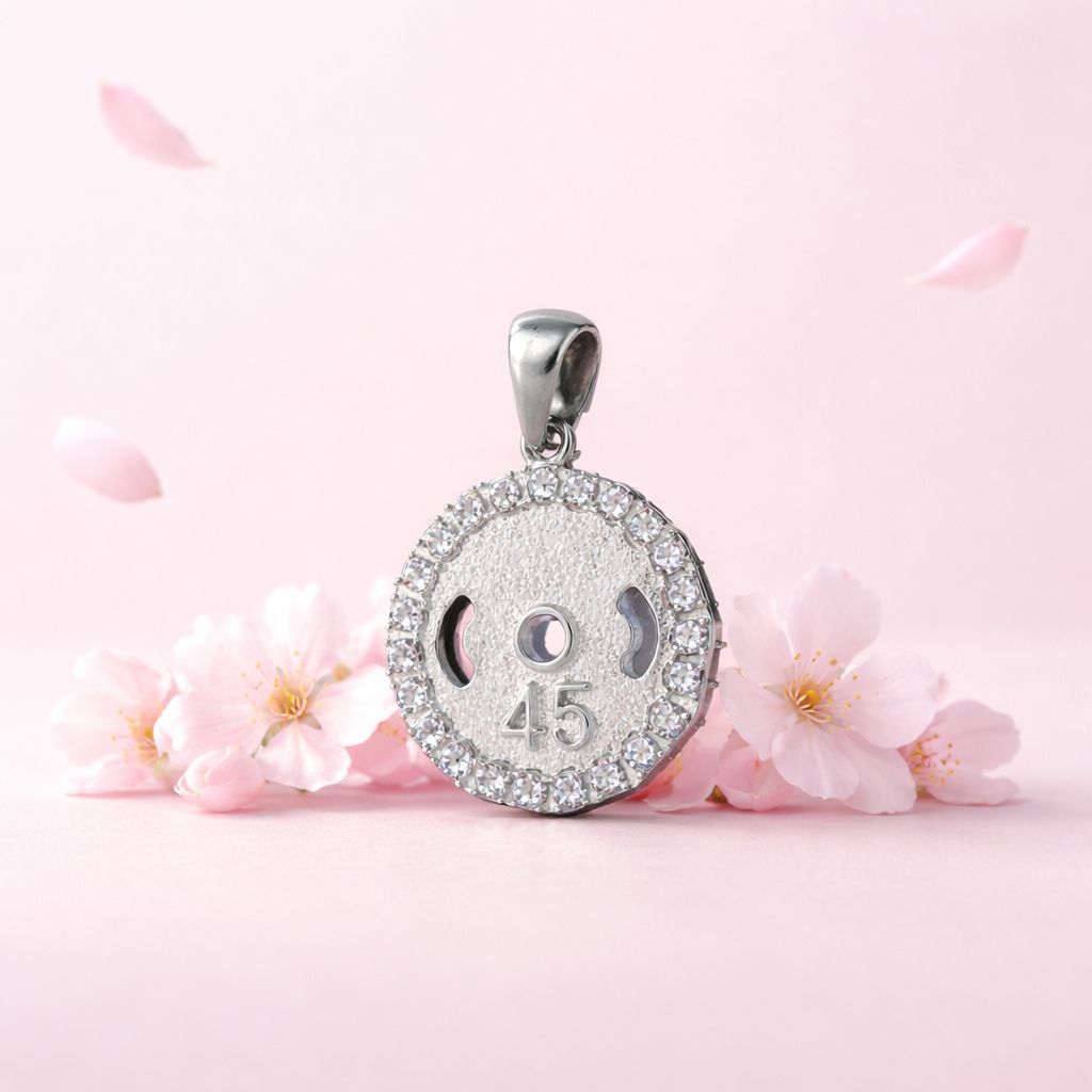 Saint Jude Pendant with Green Zirconias, 3cm, in Mexican 925 Silver, ideal for chains of 3 mm or less