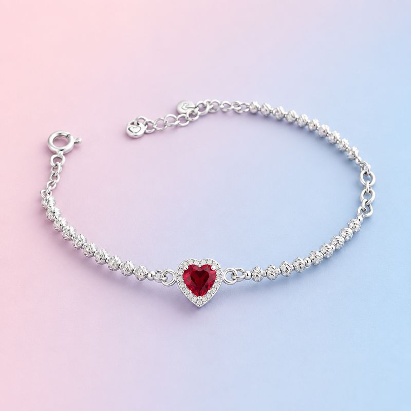 Pulsera PND corazón Rojo mide de 7 a 8” plata 925 mexicana