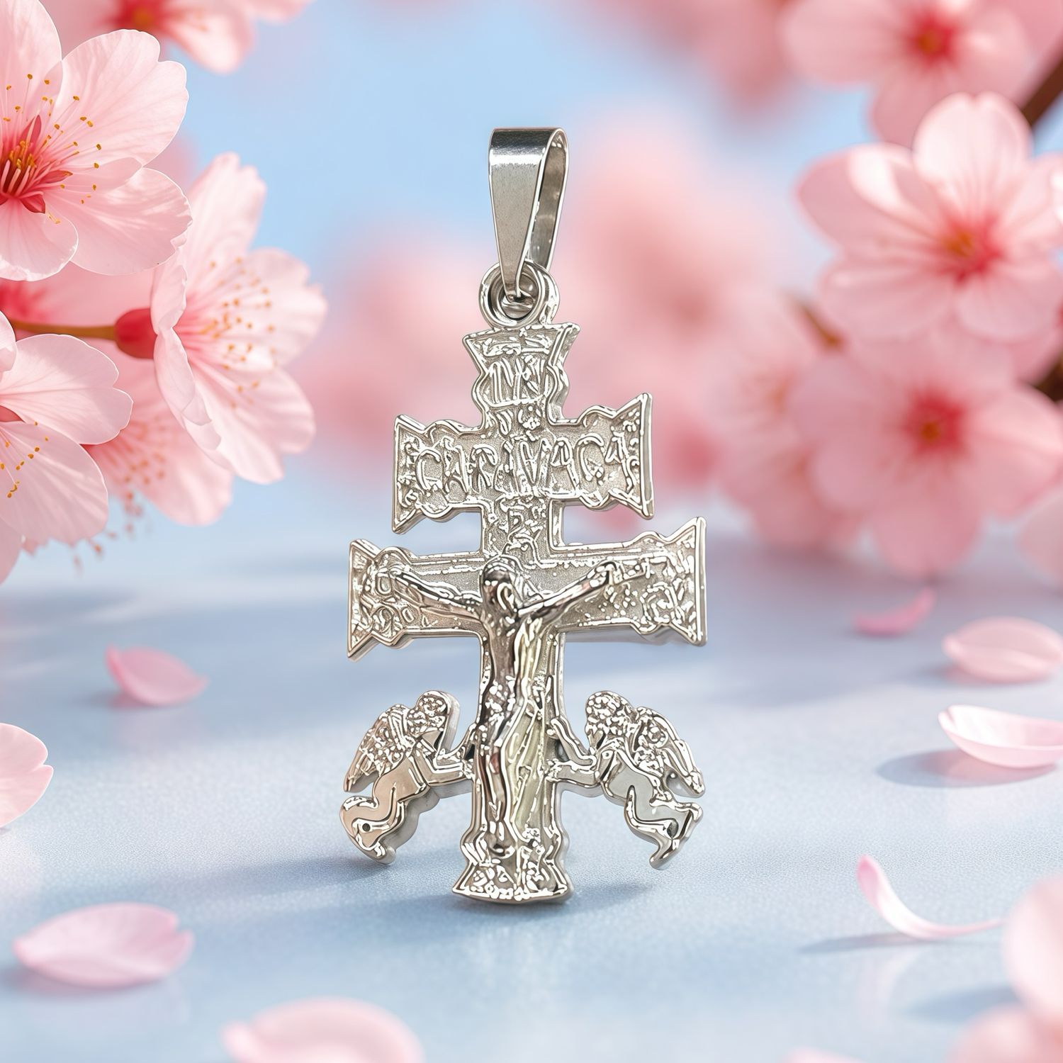 Dije cruz de Caravaca solida Mide 4" ideal para cadenas de 4mm o menos Plata 925 Mexicana