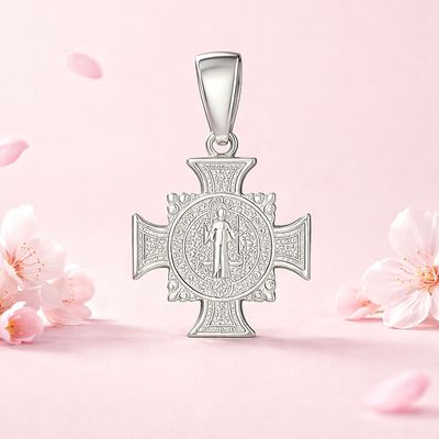 Dije Cruz de San Benito mide 3cm " ideal para cadenas de 5mm o menos Plata 925 Mexicana