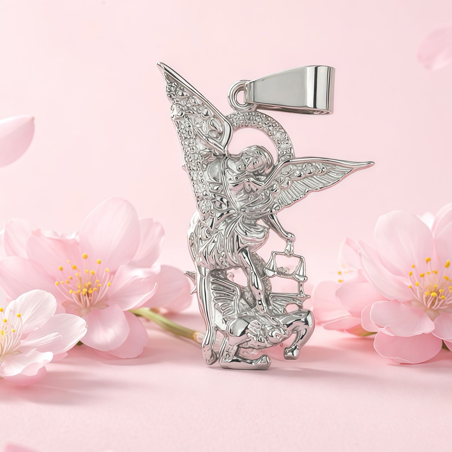 Dije San Miguel Arcangel mide 4cm ideal para cadenas de 4mm o menos Plata 925 Mexicana