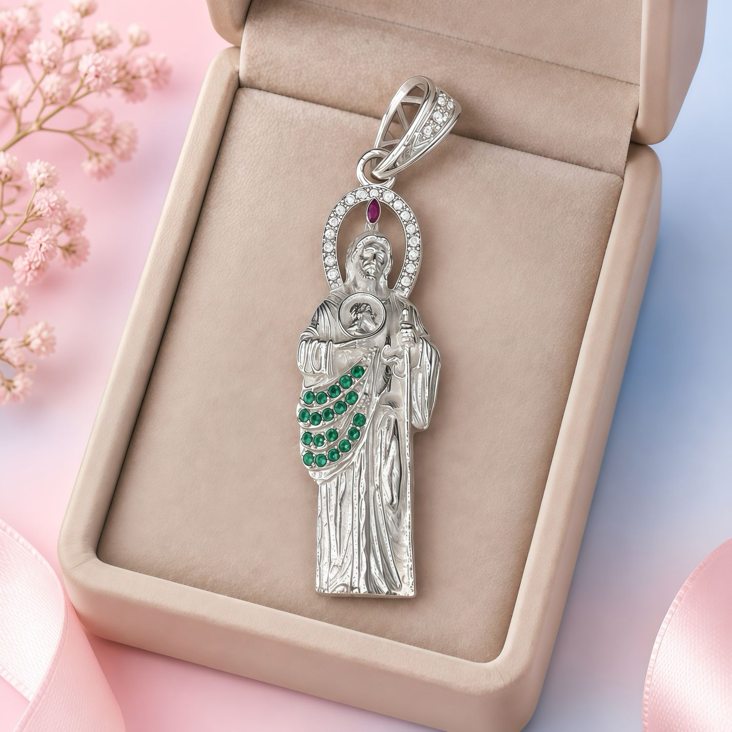 Dije San Judas 6.5cm solido Plata 925 Mexicana