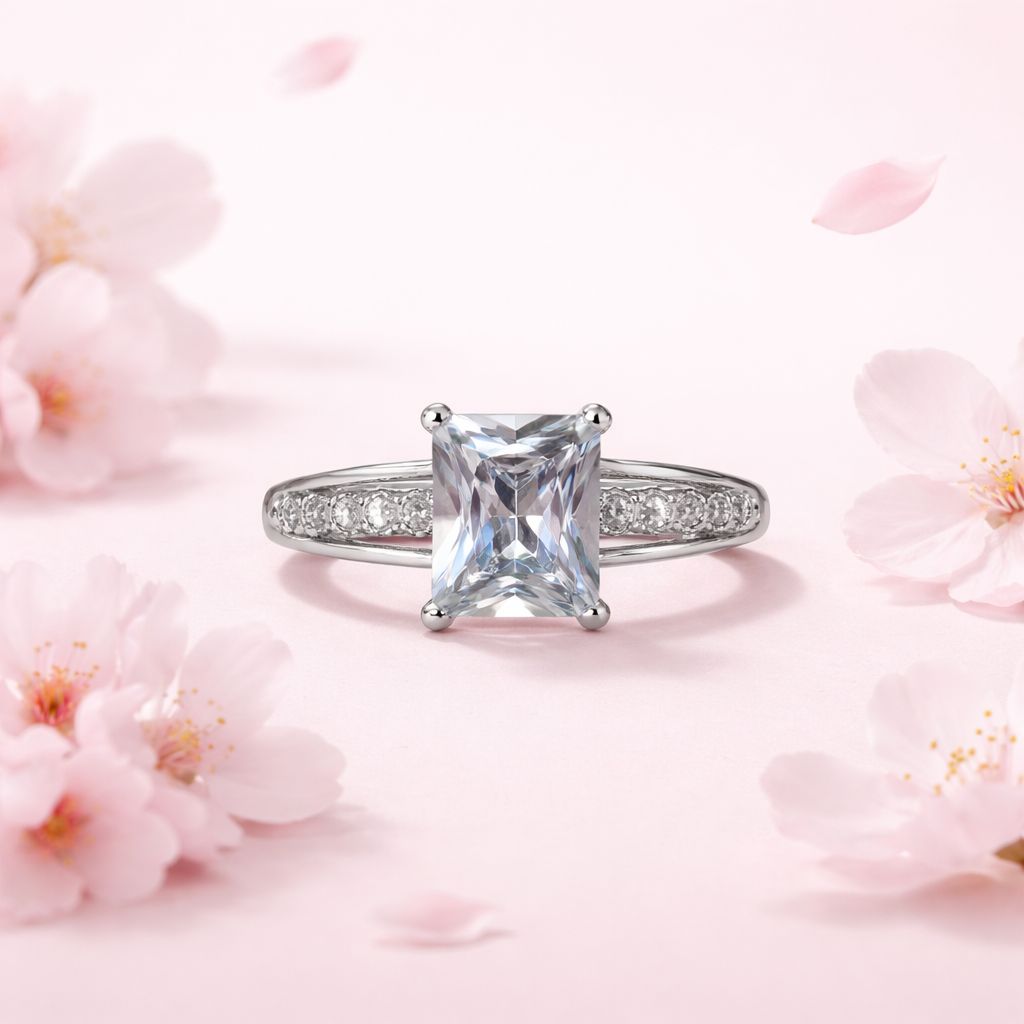 Anillo Solitario Corte Princesa Blanco Plata 925 Mexicana
