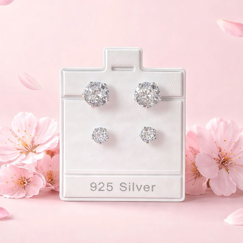 Broquel Curvo Blanco y Blanco 8MM Plata 925